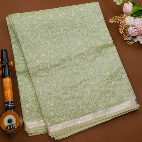 Pista Green Tissue Organza Saree